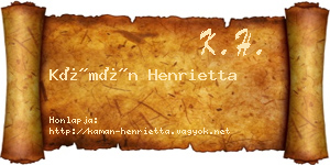 Kámán Henrietta névjegykártya