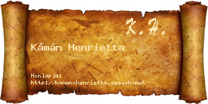 Kámán Henrietta névjegykártya
